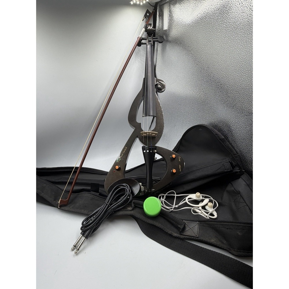 Sojing Silent Electric 4/4 Violin Black Metallic Finish, Bow, Case, Rosin, +More